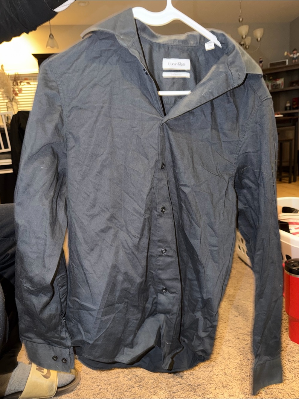 Calvin Klein Men's Dark Gray Button-Up Shirt Jacket